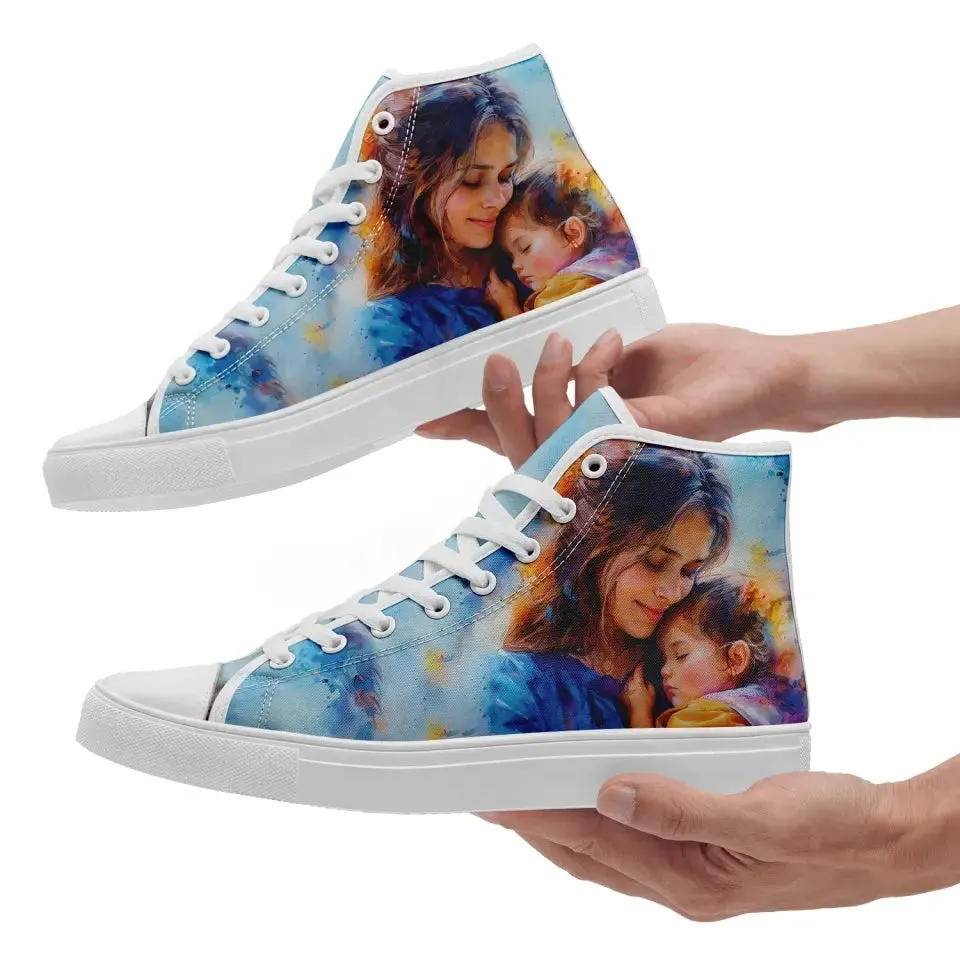Luxury Gifts,Personalized MaMa Design Sneakers, Custom High-Top Shoes, Mother's Day Gift.