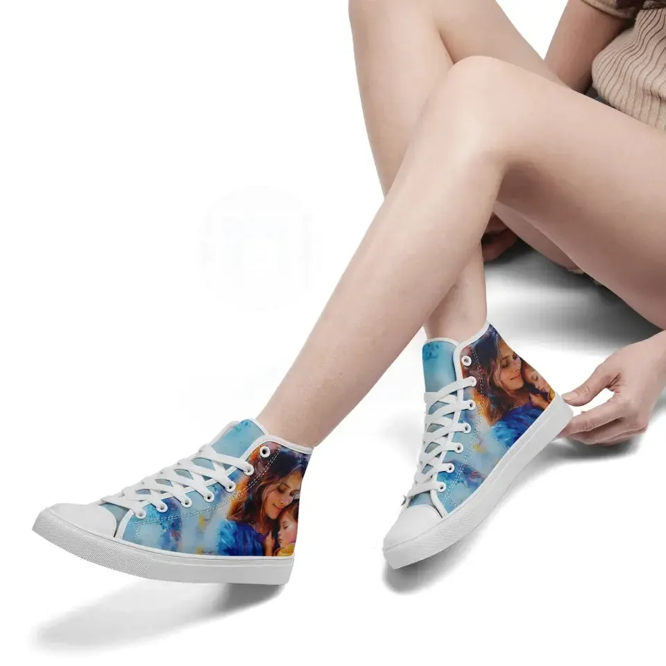 Luxury Gifts,Personalized MaMa Design Sneakers, Custom High-Top Shoes, Mother's Day Gift.