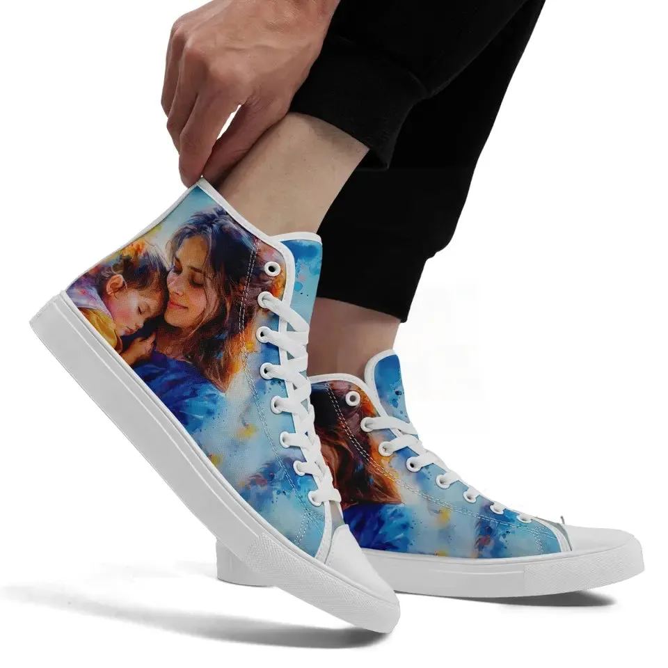 Luxury Gifts,Personalized MaMa Design Sneakers, Custom High-Top Shoes, Mother's Day Gift.
