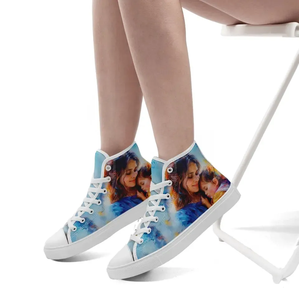 Luxury Gifts,Personalized MaMa Design Sneakers, Custom High-Top Shoes, Mother's Day Gift.