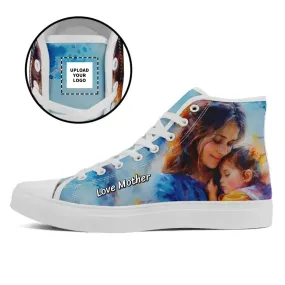 Luxury Gifts,Personalized MaMa Design Sneakers, Custom High-Top Shoes, Mother's Day Gift.