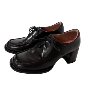 Noir Leather Heeled Loafers (7.5)