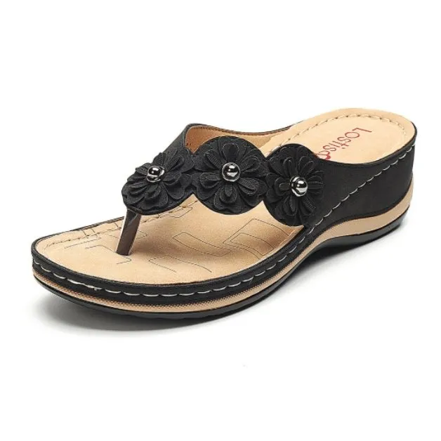 Orthopedic Lightweight Arch-support Flowers Clip Toe Sandals