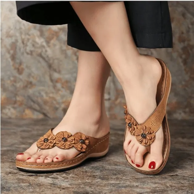 Orthopedic Lightweight Arch-support Flowers Clip Toe Sandals