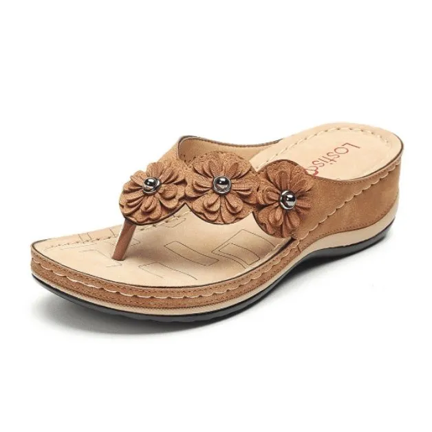 Orthopedic Lightweight Arch-support Flowers Clip Toe Sandals