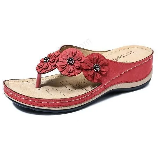 Orthopedic Lightweight Arch-support Flowers Clip Toe Sandals