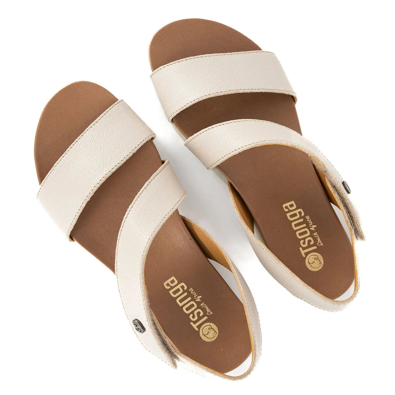 Otavi : Ladies Leather Sandal in Cream Cayak