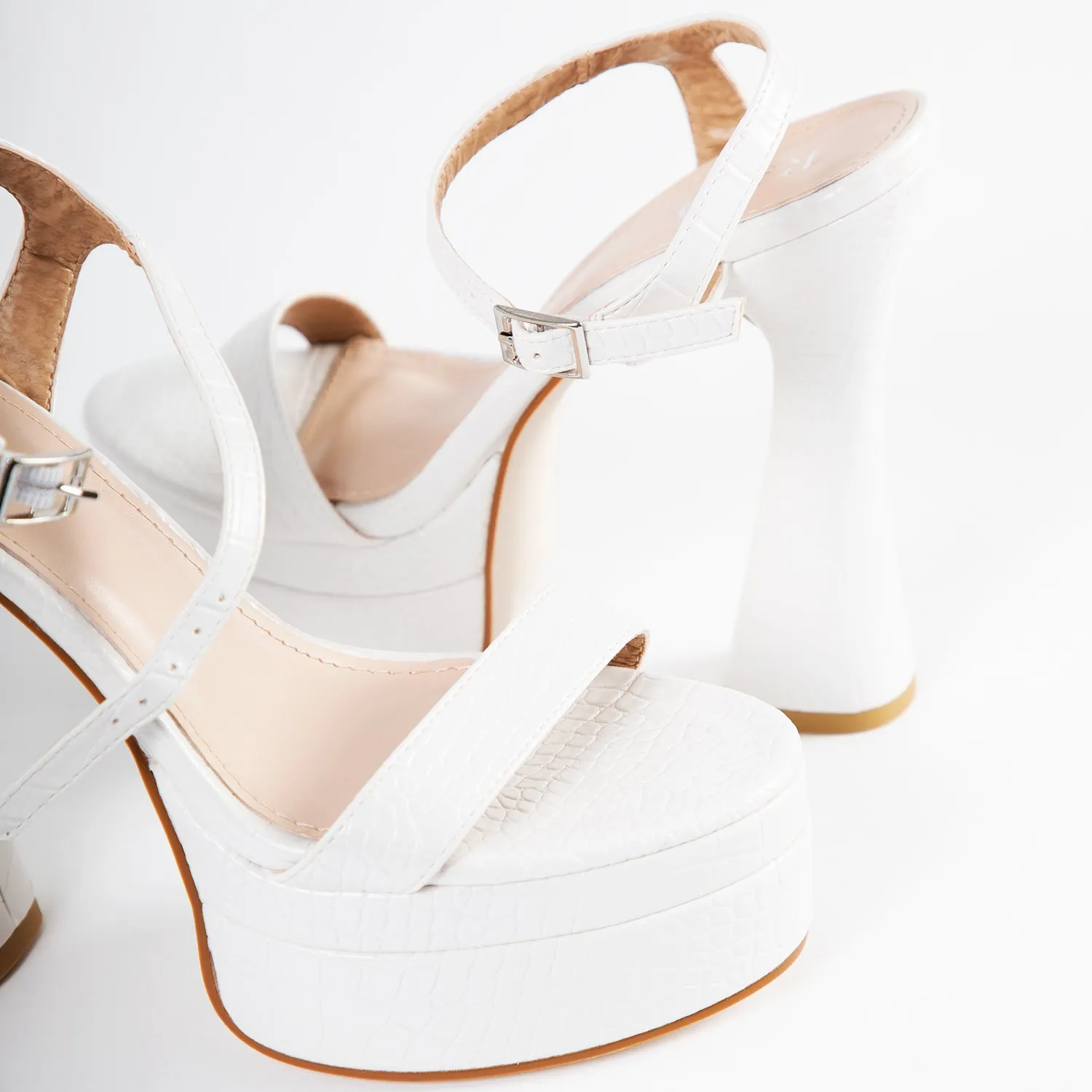 RAID Gracelyn Platform Heel in White Croc