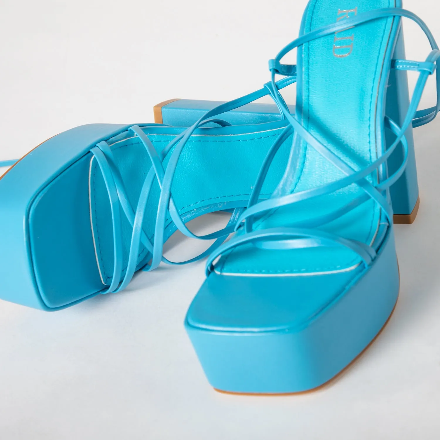 RAID Jennifer Lace Up Platform Heel in Blue