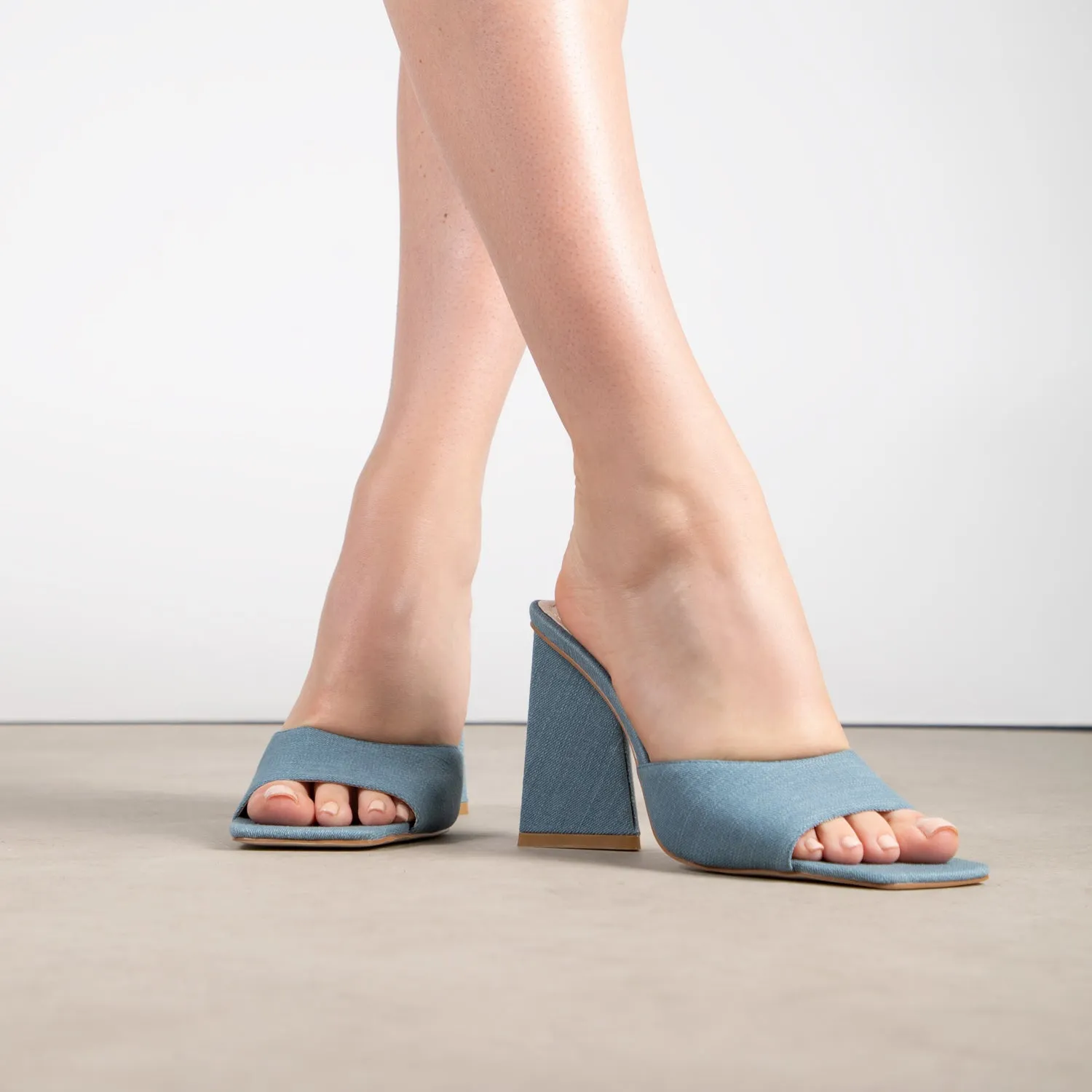 RAID Kyrah Heeled Mule in Blue Denim