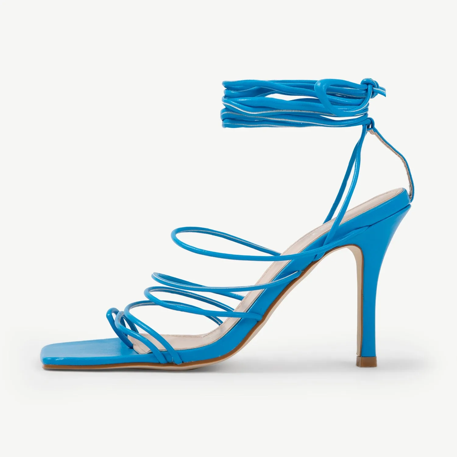 RAID Olsen Multi Strap Lace Up Heels In Blue