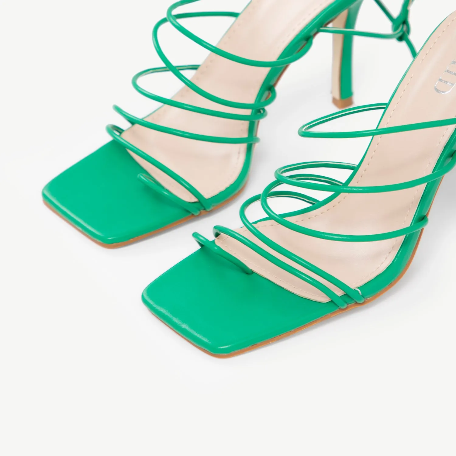 RAID Olsen Multi Strap Lace Up Heels In Green