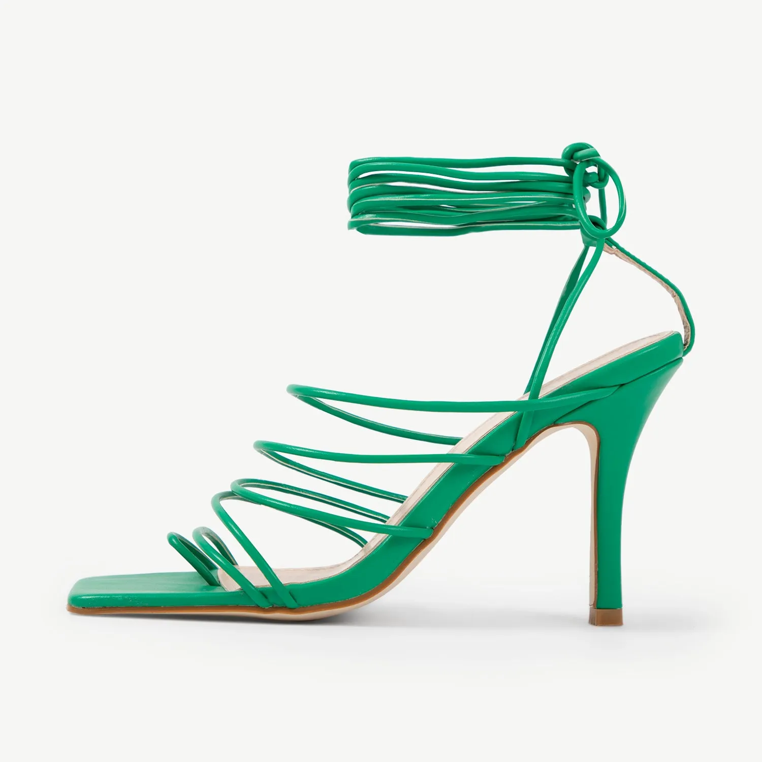 RAID Olsen Multi Strap Lace Up Heels In Green