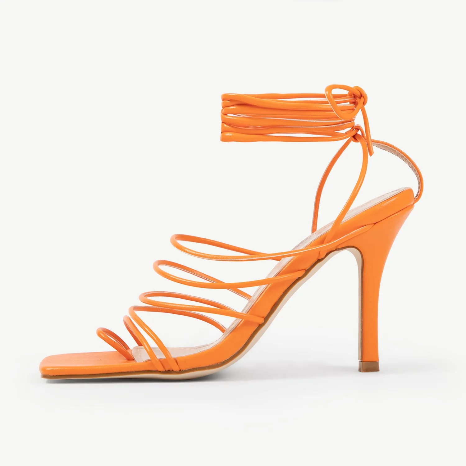 RAID Olsen Multi Strap Lace Up Heels In Orange