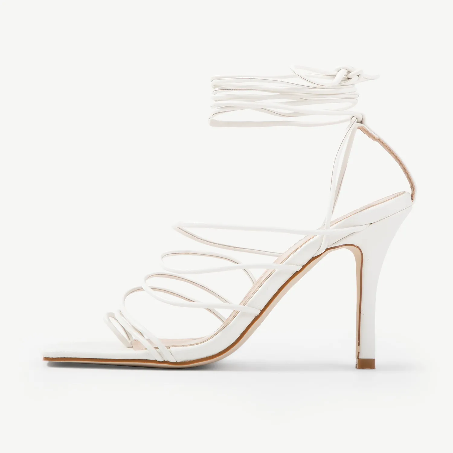 RAID Olsen Multi Strap Lace Up Heels In White
