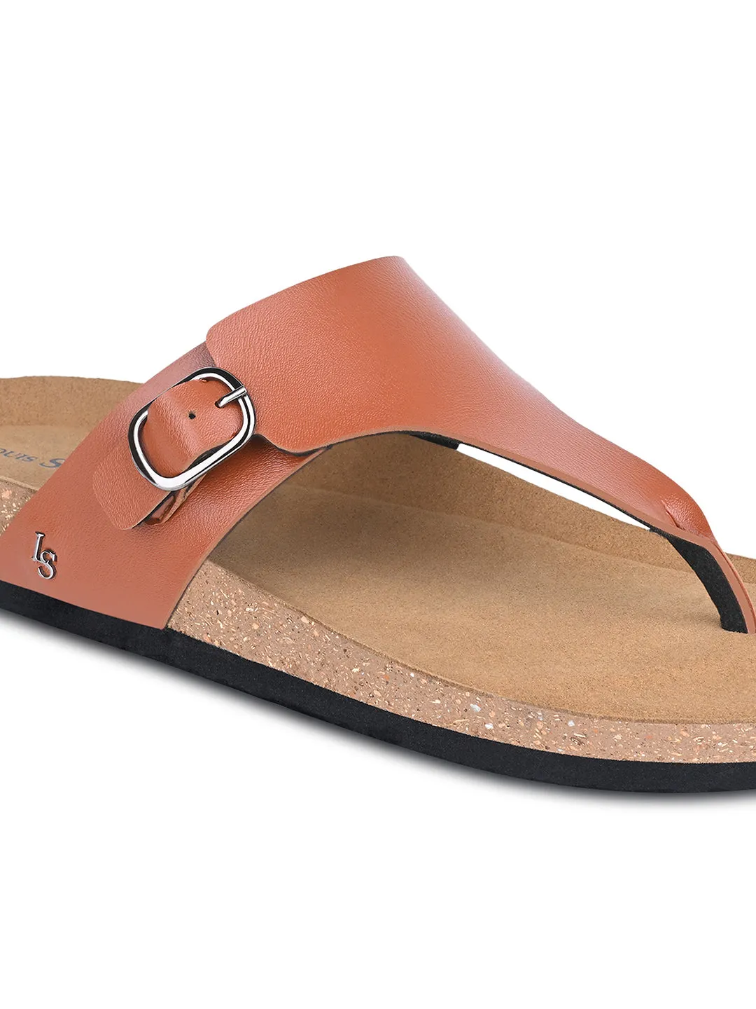 Tan Open Toe Lightweight Thong Style Cork Sandal