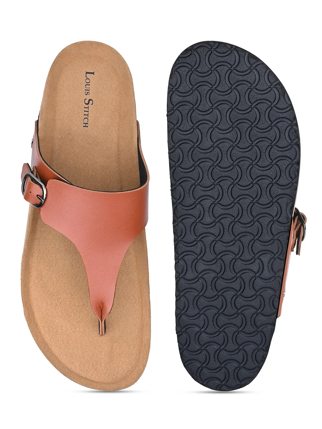Tan Open Toe Lightweight Thong Style Cork Sandal