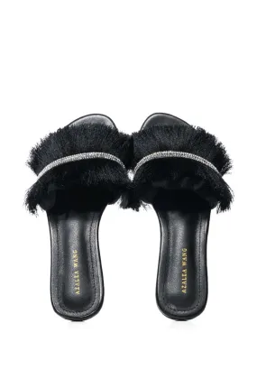 TILLE-BLACK FLAT SANDAL