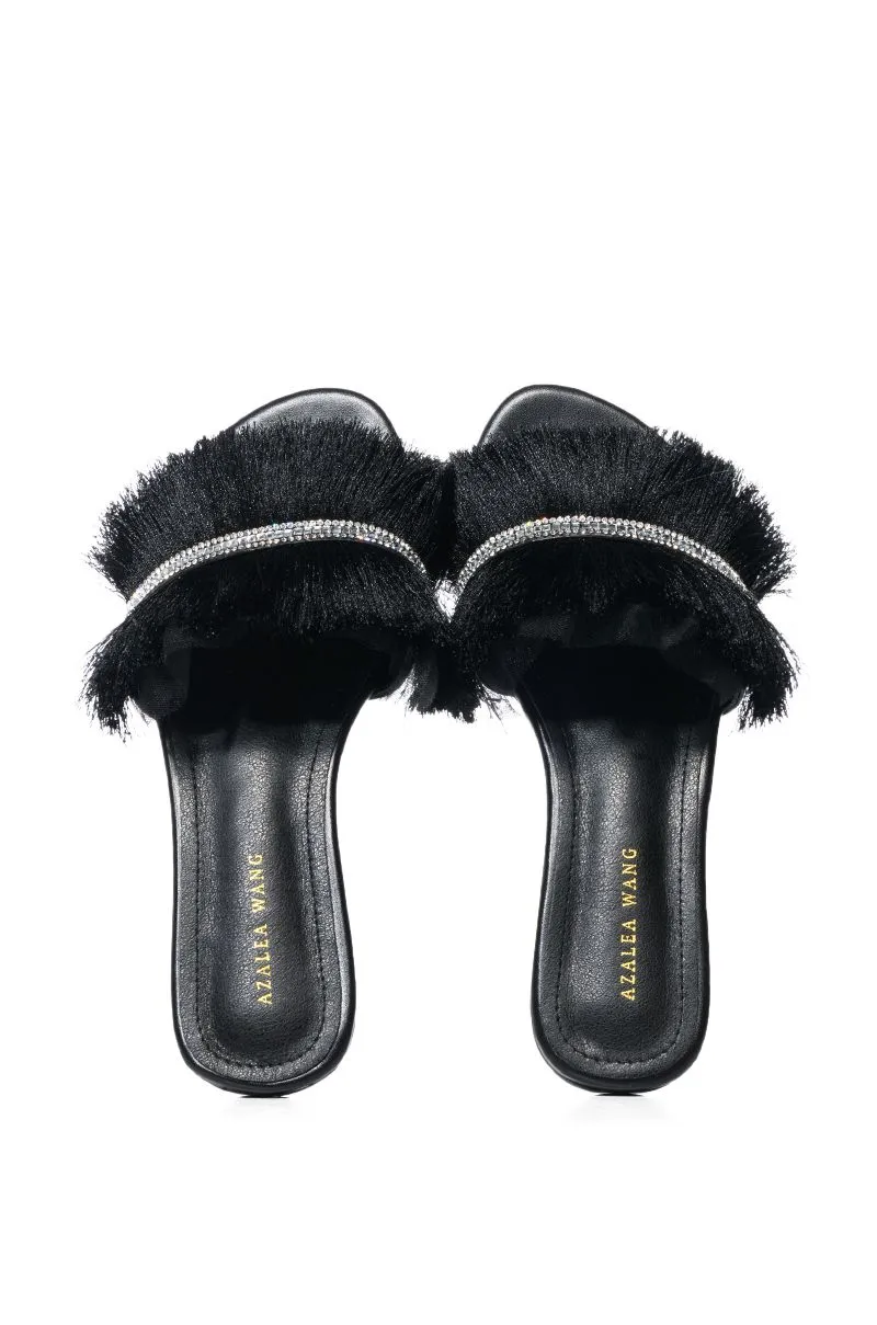 TILLE-BLACK FLAT SANDAL