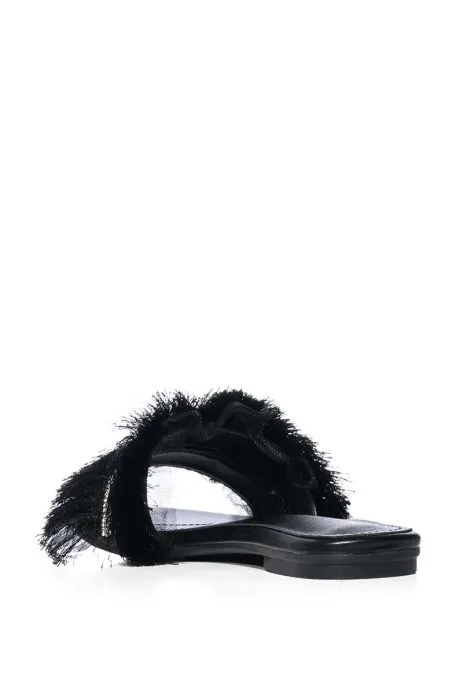 TILLE-BLACK FLAT SANDAL