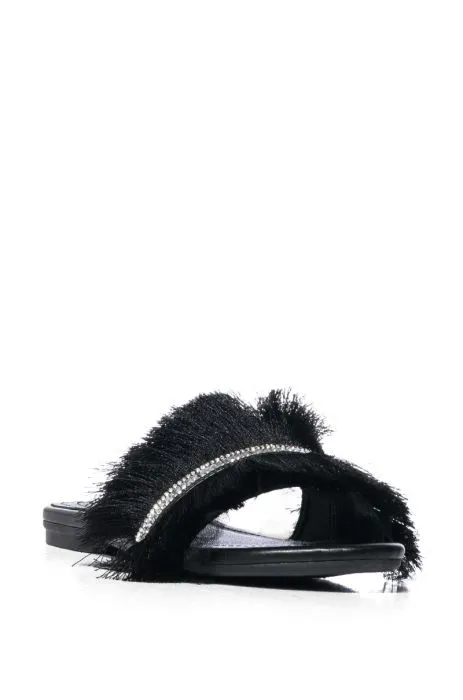 TILLE-BLACK FLAT SANDAL