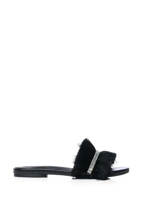 TILLE-BLACK FLAT SANDAL