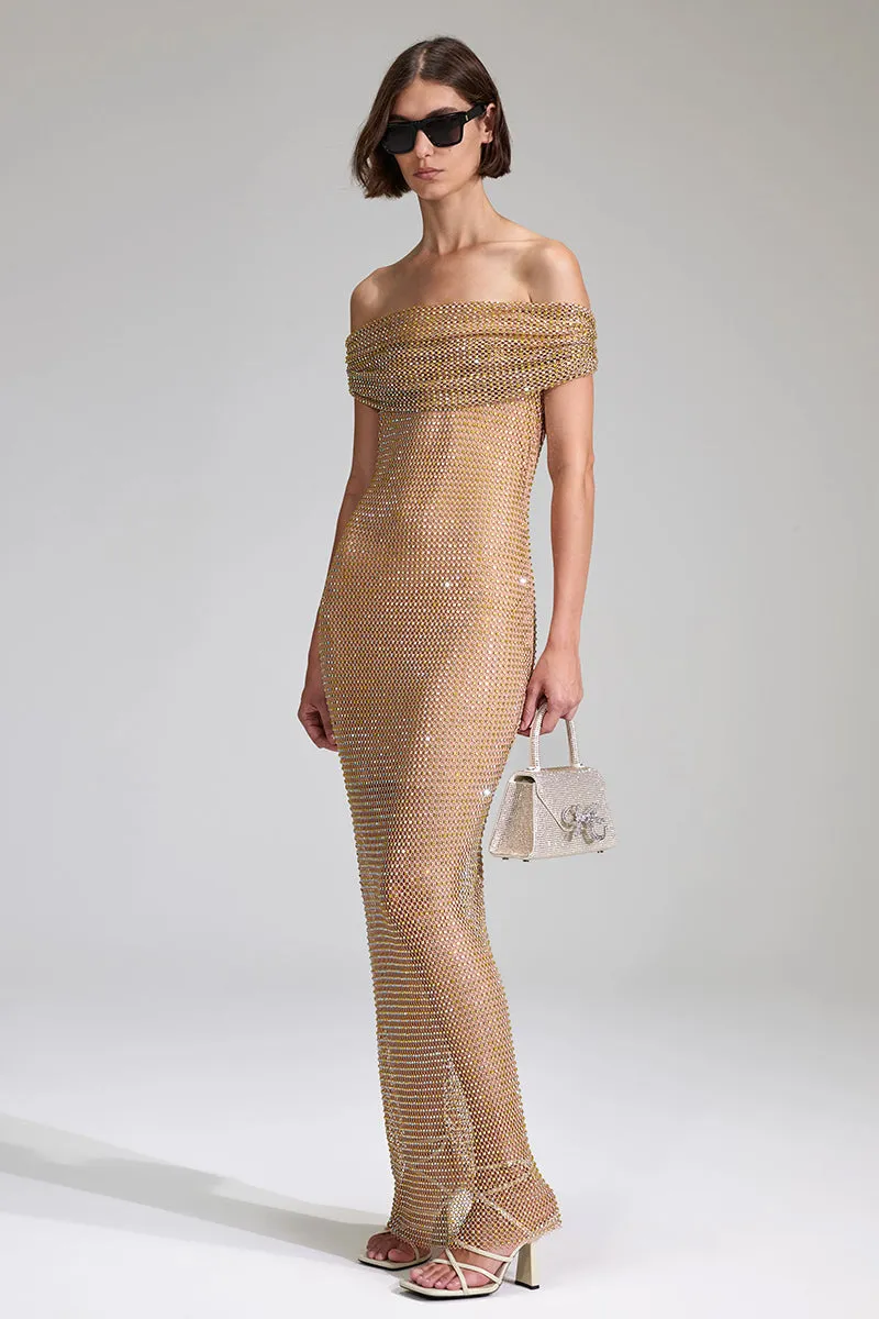 Whimsical Passion Graceful Off-the-Shoulder Maxi Dress