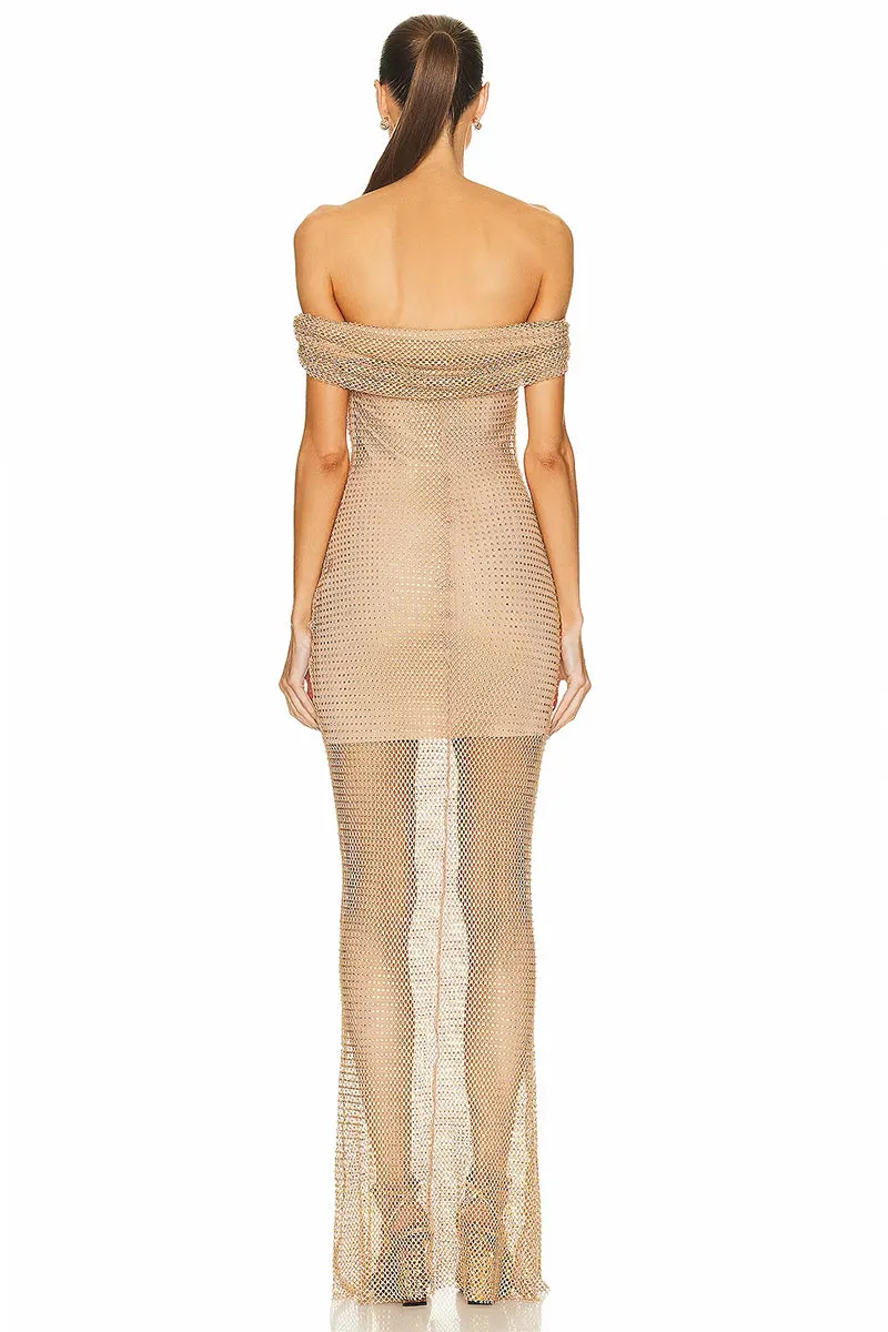 Whimsical Passion Graceful Off-the-Shoulder Maxi Dress