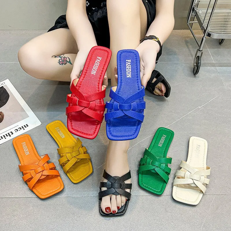 Wholesale Braided Flat Beach Slippers