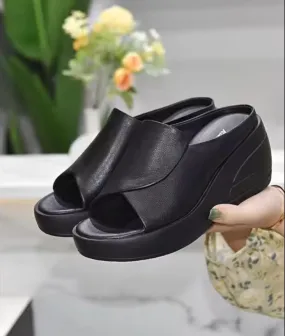 Women Sandals Women Slippers Black High Heels Slides  B317742 (40)