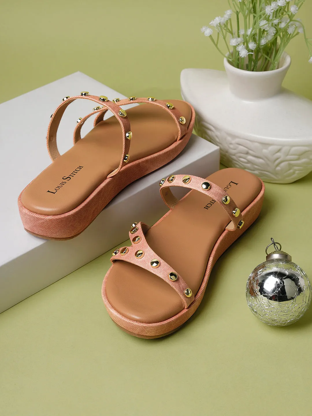 Women's Beads Straps Pink Lightweight Sandals