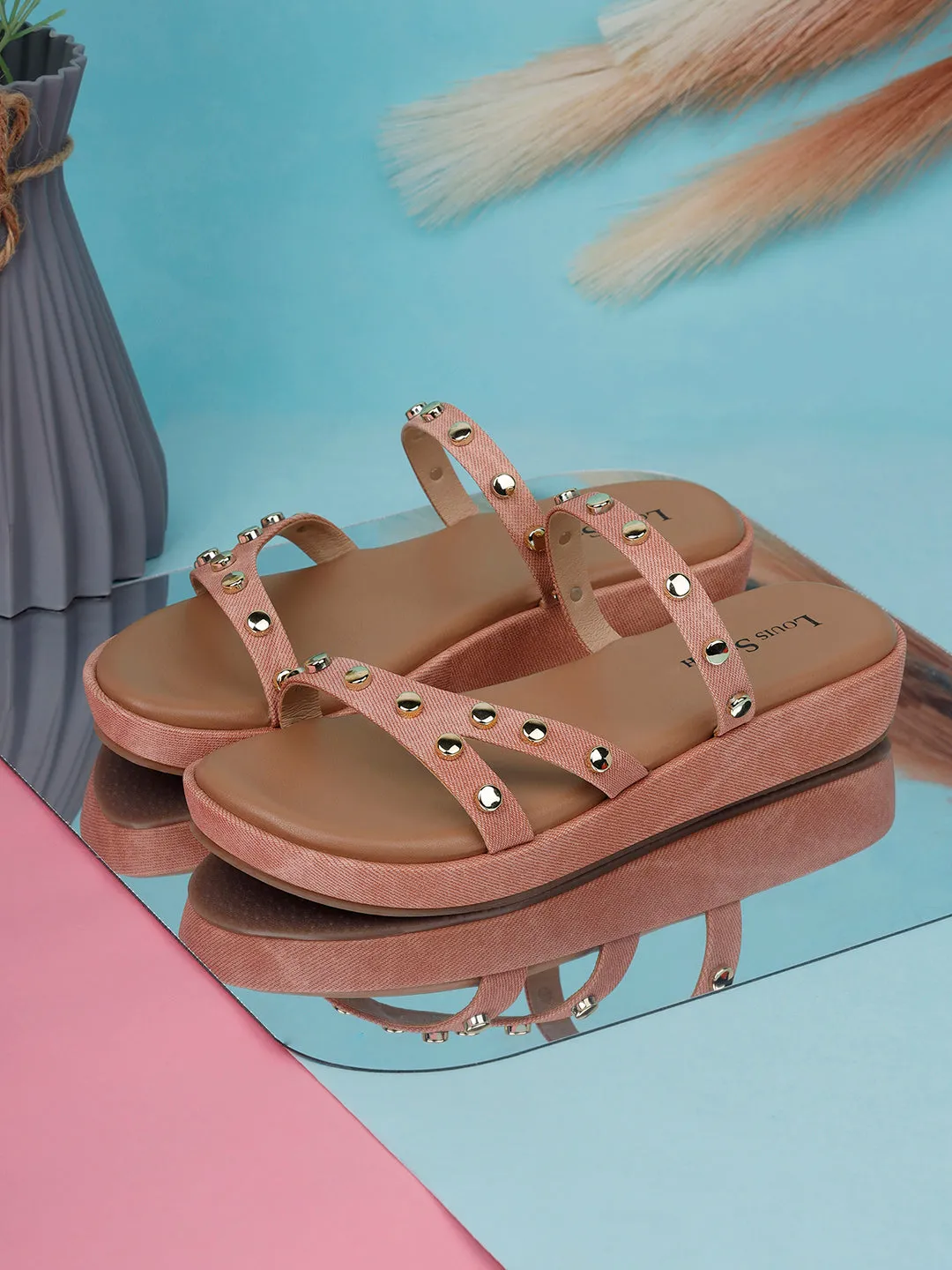 Women's Beads Straps Pink Lightweight Sandals