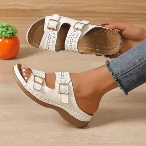 Women's Belt Buckle Thick Sole Lightweight Slippers 92684157C