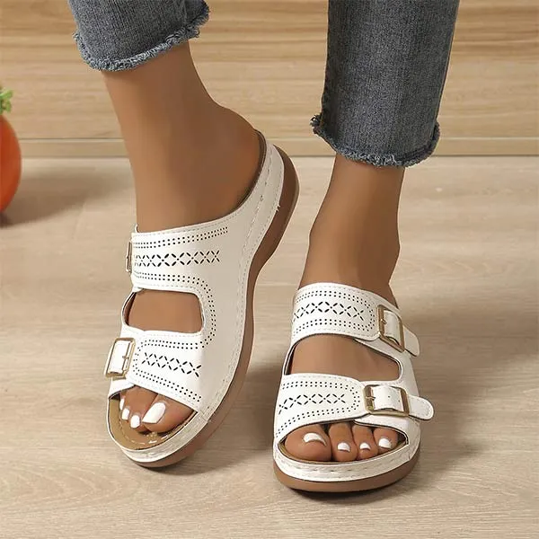 Women's Belt Buckle Thick Sole Lightweight Slippers 92684157C