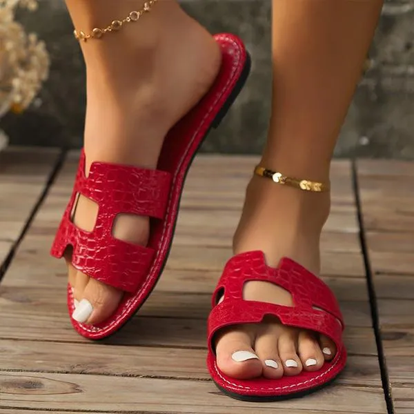 Women's Fashion Stone Pattern Hollow Beach Slippers 48346122S