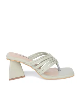 Women's Green Weaved T-Strap Block Heel Lightweight Sandals