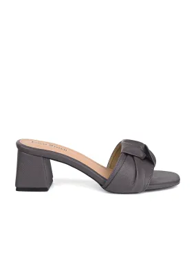 Women's Grey Open Toe Bow Strap Lightweight Sandals