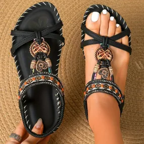 Women's Low Heel Beaded Sandals