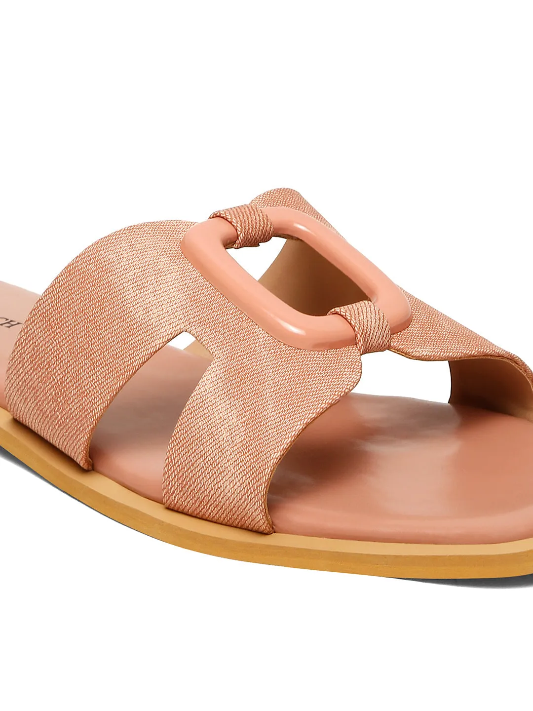 Women's Pink Flat Fashion Square Buckle Strap Lightweight Sandals