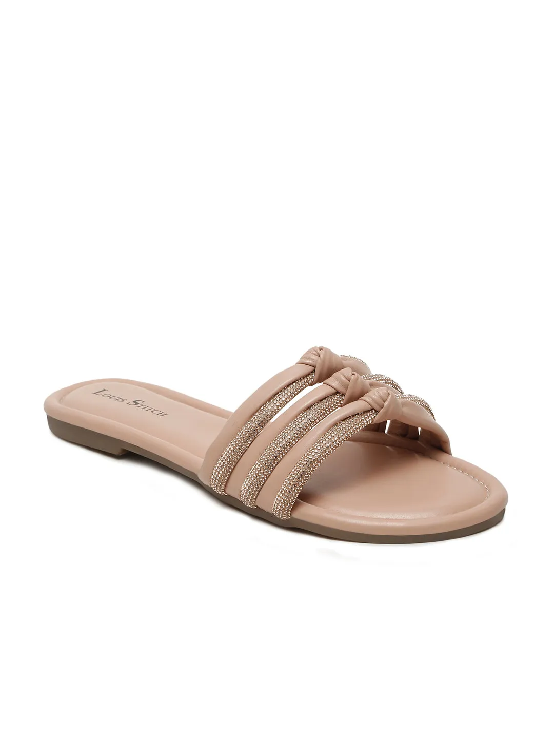 Women's Pink Open Toe Glitter Strap Lightweight Sandals