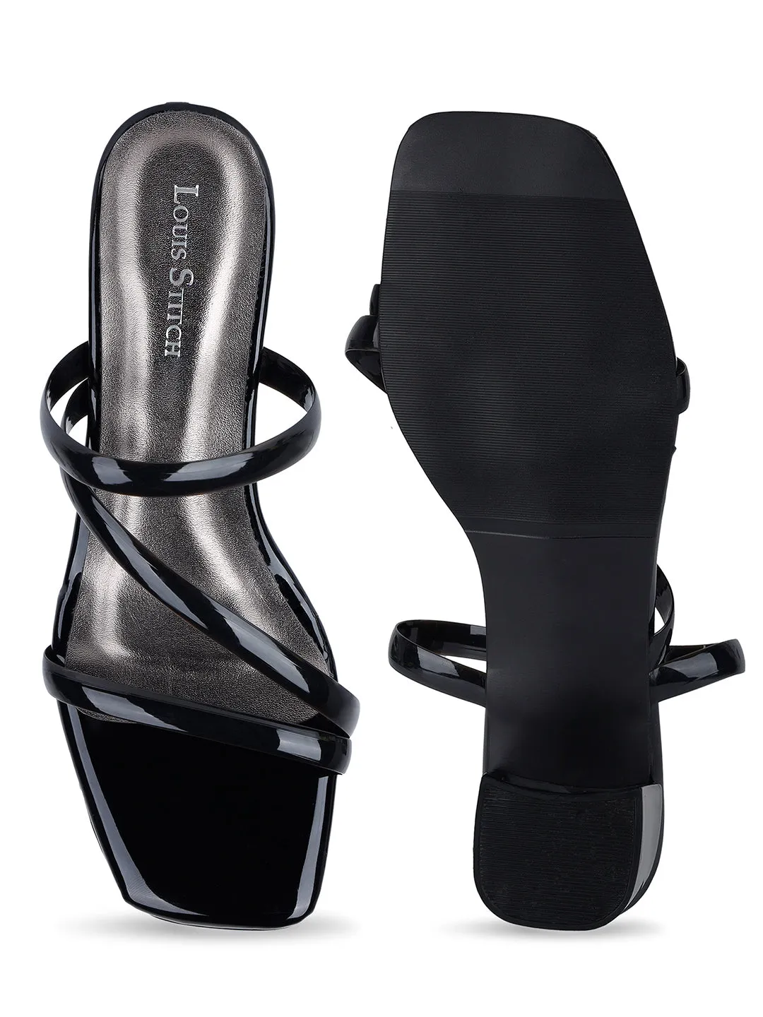 Women's Sillicon Straps Black Lightweight Sandals