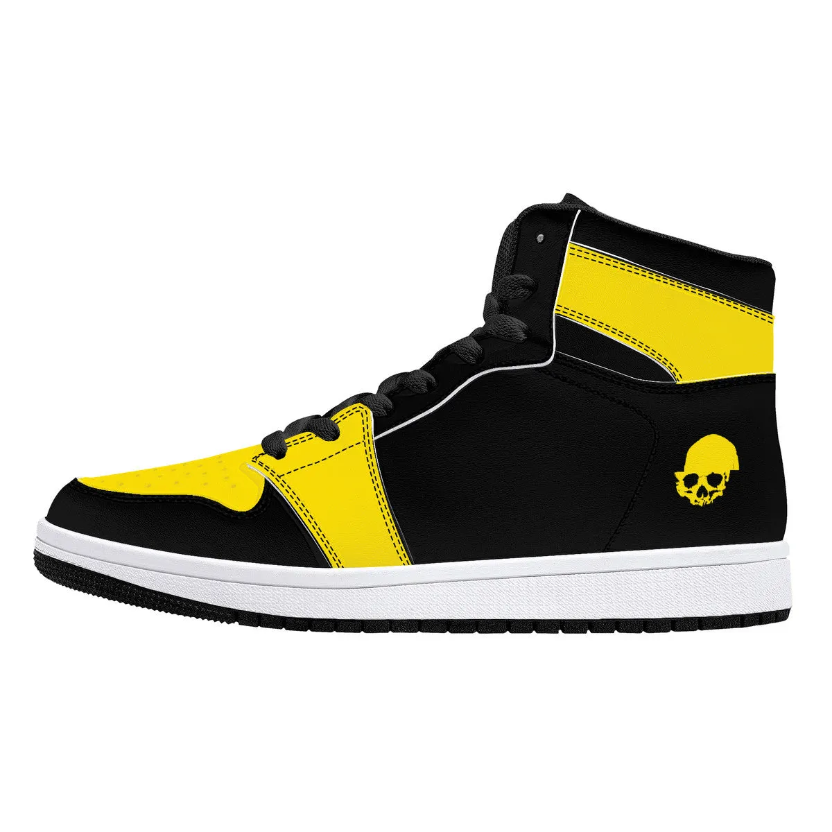 Yellow Skull High-Top Sneakers - Black | Custom Shoes | Shoe Zero