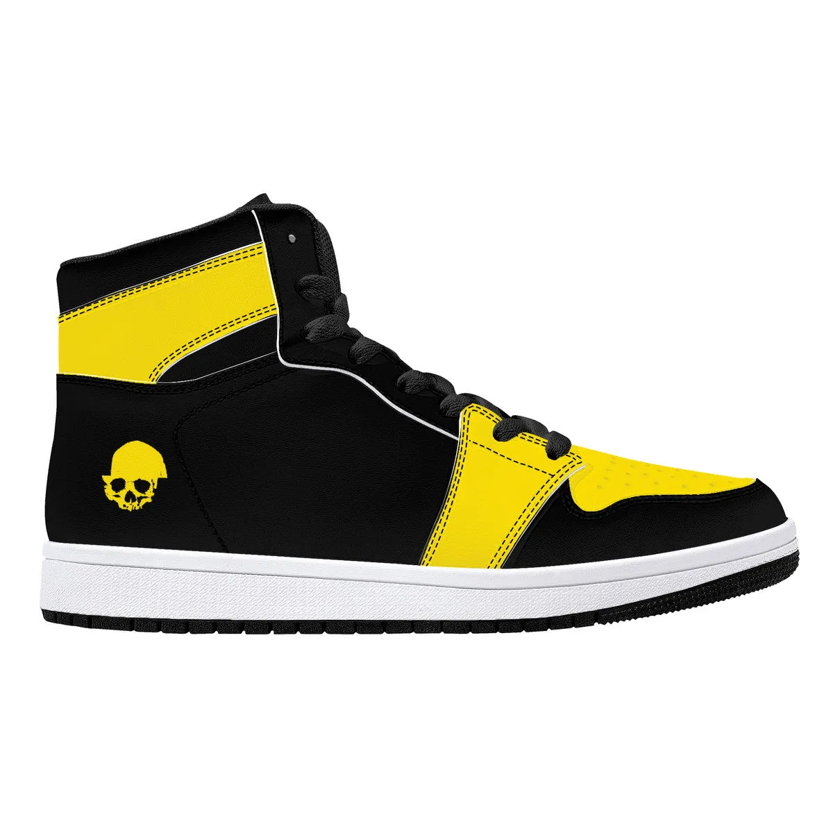 Yellow Skull High-Top Sneakers - Black | Custom Shoes | Shoe Zero